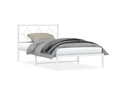 Maison Exclusive - Estructura Cama Sin Colchón Con Cabecero Metal Blanco 107x203cm