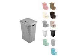Cesto Ropa Sucia Pongotodo Con Tapa Y Asas | Cesta Colada Plástico Ratán | Cubo Ropa Sucia Ventilado | Baño Dormitorio | 38l/60l Plata 60 Litros