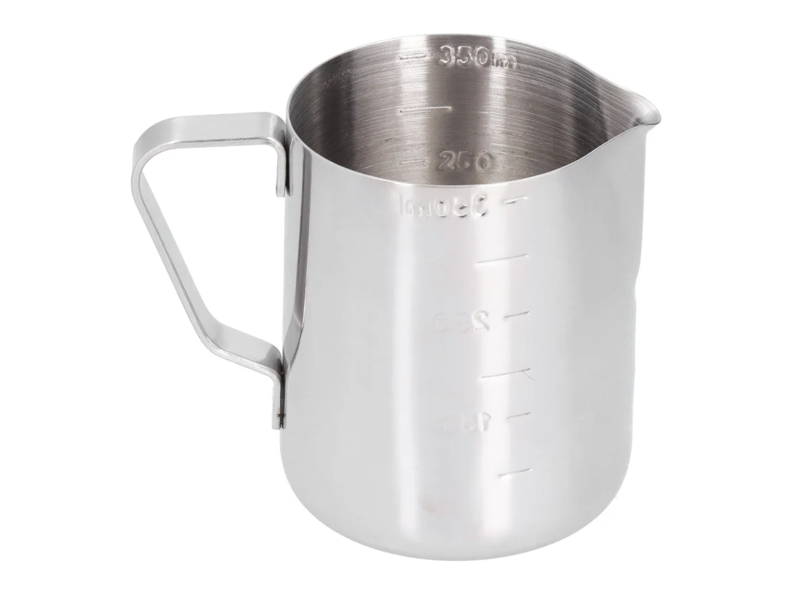 Jarra espumadora de leche de acero inoxidable con báscula para café de 350 ml.