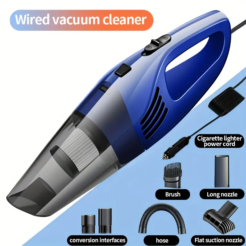 Aspiradora Digitallab para coche, potente succión, pequeña y portátil, limpieza eficiente (azul)