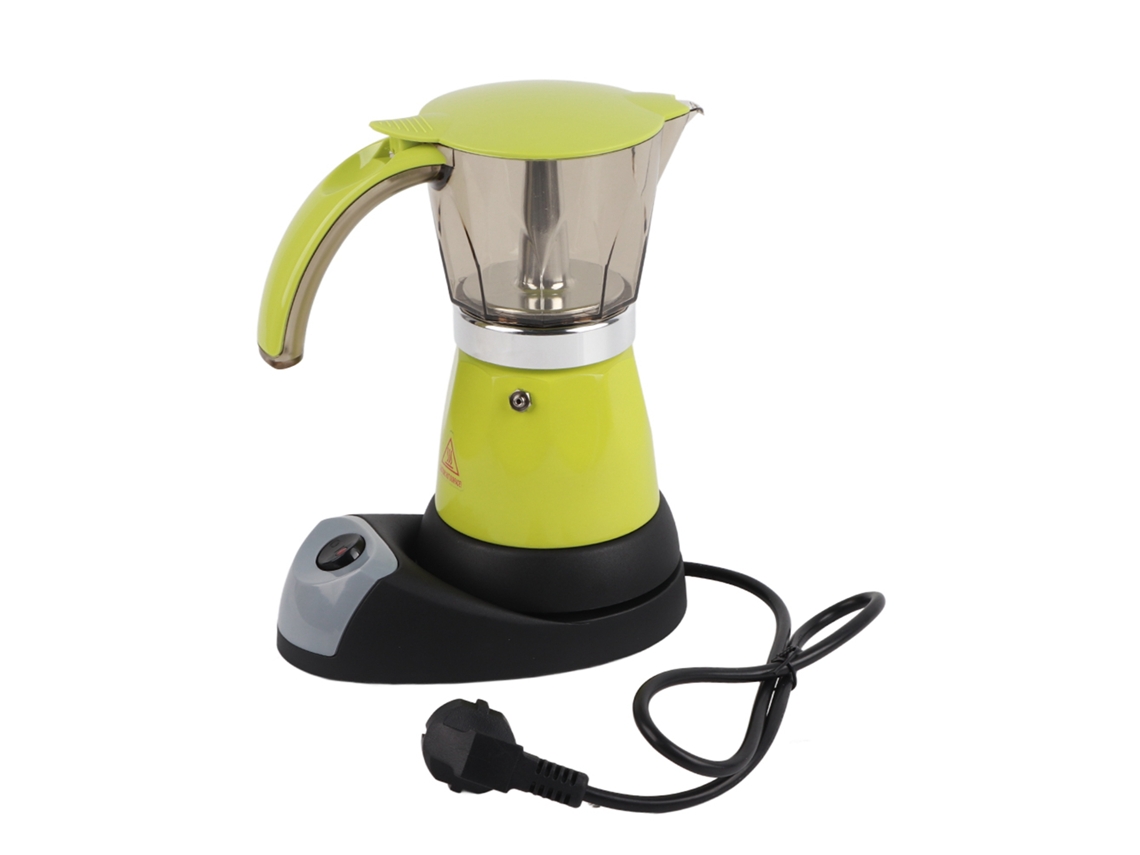 Cafetera moka eléctrica de 300 ml/6 tazas y 480 W con base extraíble para estufa