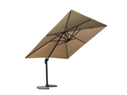 Sombrilla de 3 m x 3 m, con mecanismo de manivela, rotación de 360°, estructura de acero y protección UV.