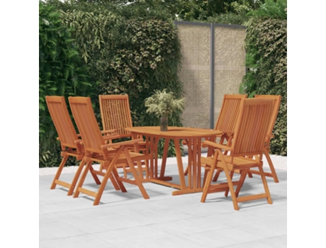 Conjunto 7 de comedor para jardín VIDAXL madera maciza de eucalipto