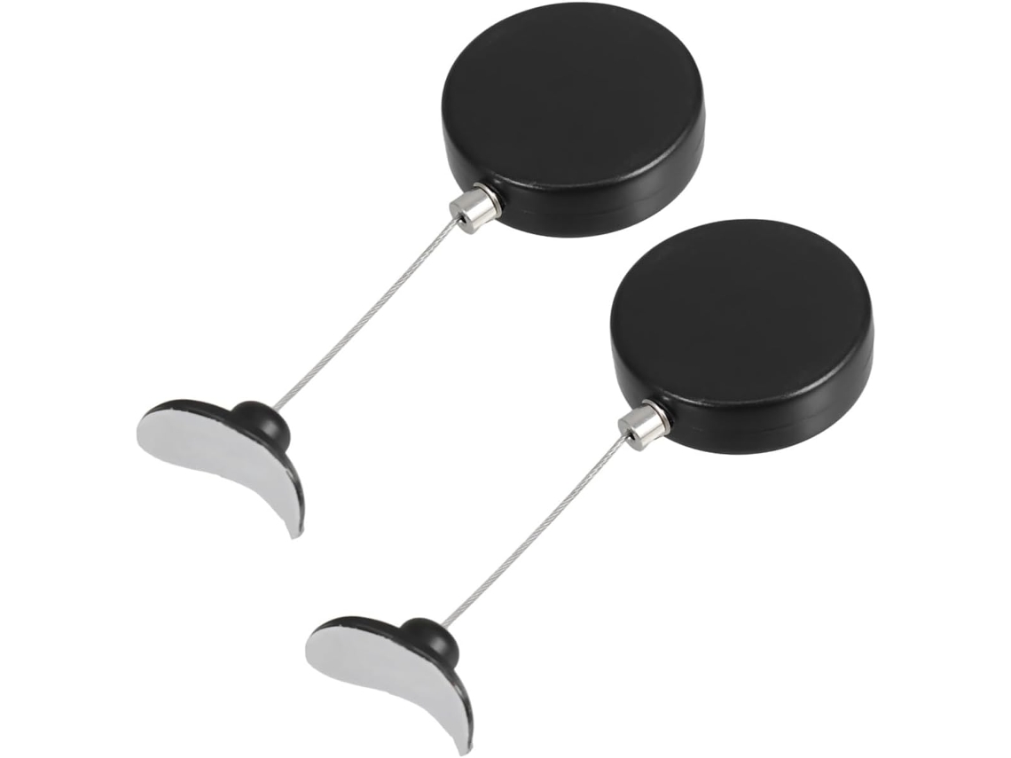 Juego De 2 Cables Telescópicos Antirrobo De Acero Negro, 1,5 M, Con Cierre De Seguridad Y Tapa Curva.
