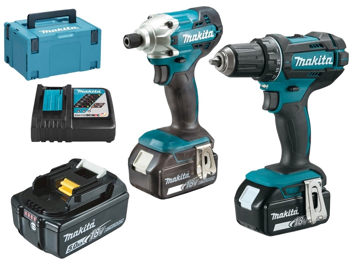 Conjunto combinado Li-Ion 18v Dtd156ddf482 35.0ah Makpac Makita