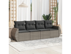 Conjunto de sofás de jardín de 4 piezas DKD Home Decor con cojines de mimbre gris