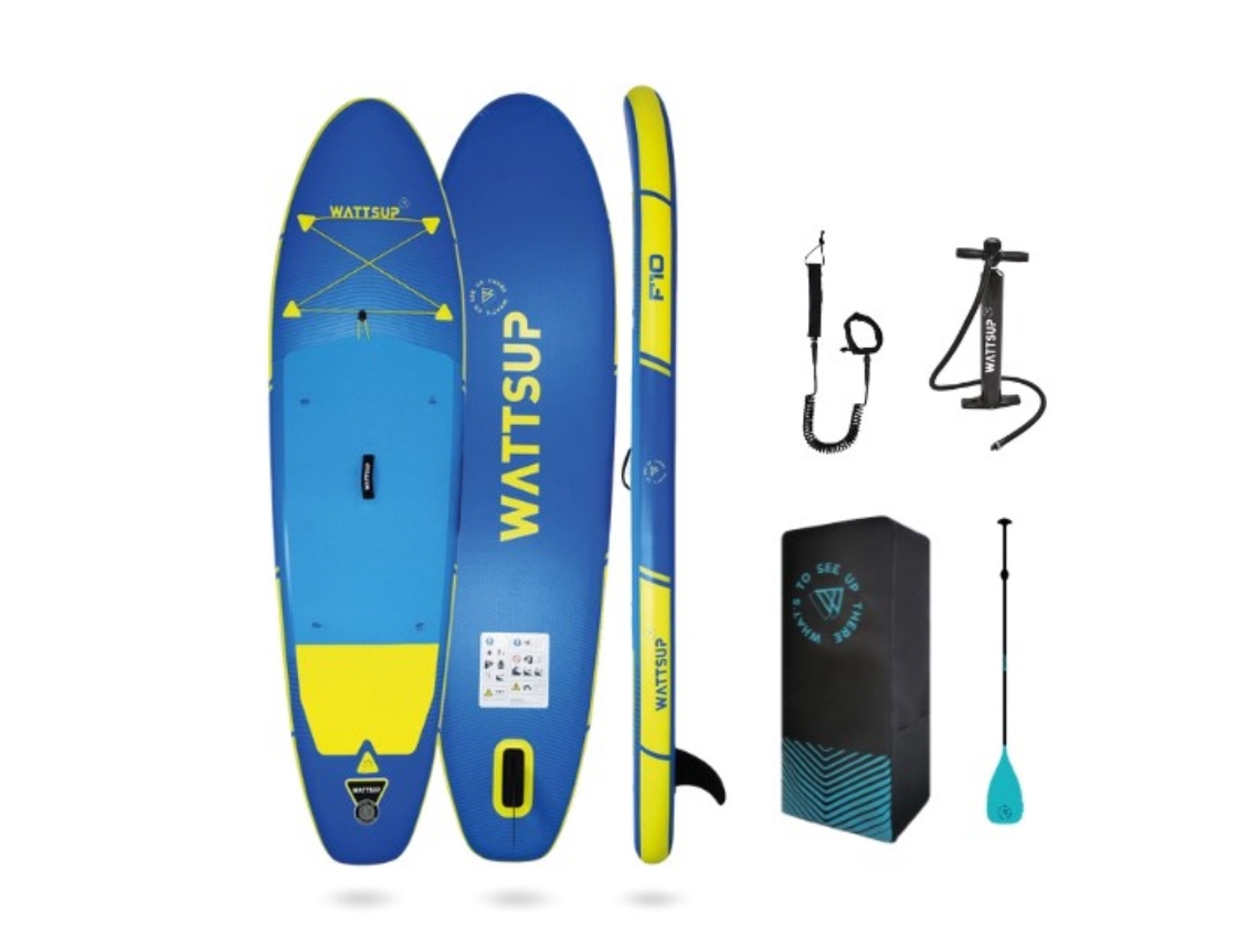Tabla de SUP inflable Wattsup F10 de 10 pies - 305 x 81 x 15 cm - Dropstitch - Incluye remo, correa, bomba y bolsa de transporte