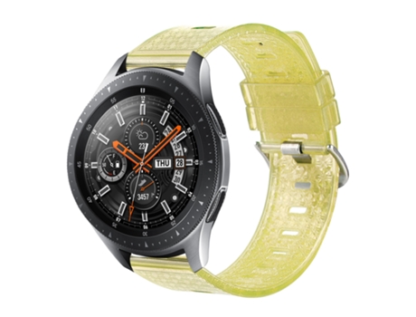 Correa de reloj inteligente para Samsung Galaxy Watch 46 mm 22 mm Correa de reloj de TPU transparente brillante con diamantes (amarillo)