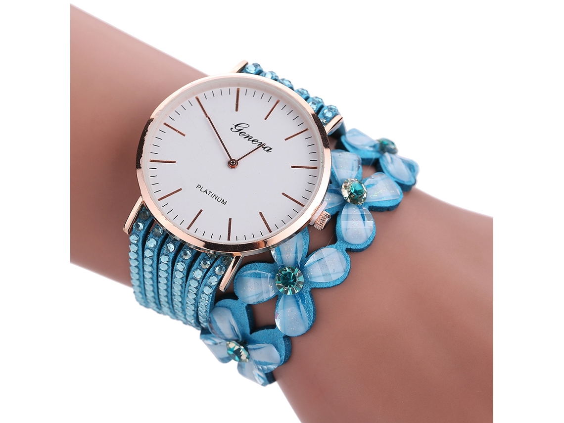 Reloj De Pulsera Étnico Retro Para Mujer Con Red Multicapa Dream Net, Azul Cielo.