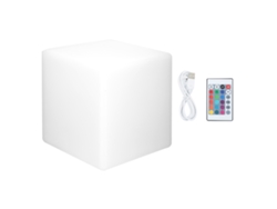 Lámpara de mesa cuadrada con luz nocturna LED colorida con 16 colores RGB y 5 niveles de brillo regulables, recargable con control remoto
