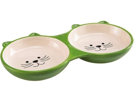 Comedero para Perros y Gatos FERPLAST de Cerámica Duplo Izar (230 ml - 21, x 12 x 2,5 cm)