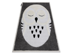 Alfombra Infantil Moderna Joy Owl, Búho Para Niños - Estructura Dos Niveles de Vellón Gris/Crema (140 x 190 cm)