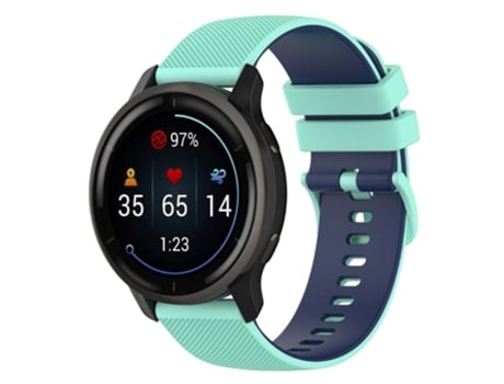 Correa de Silicona textura rejilla colorido con hebilla 22mm para Garmin Vivoactive 4/Forerunner 255 - bebe azul/azul oscuro
