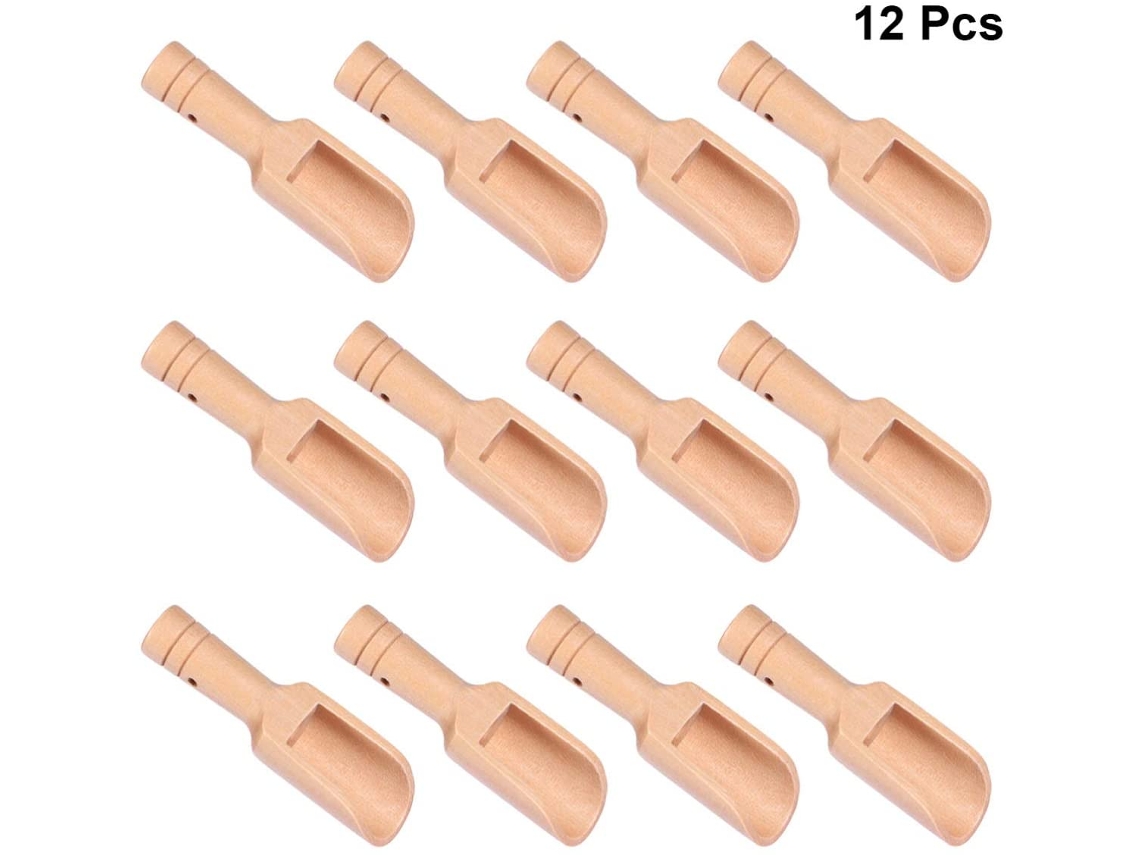 Mini cuchara de madera para uso en cocina y baño, mini cuchara de madera hecha de madera natural, cuchara hecha a mano no tóxica para especias, café, azúcar,