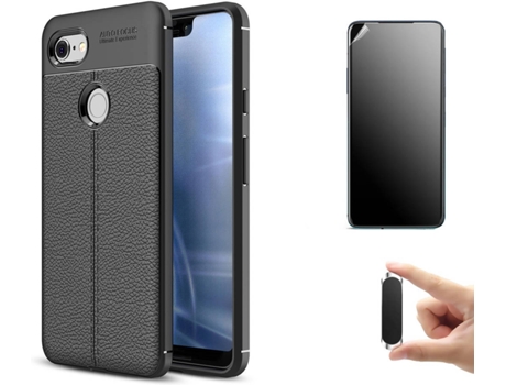 Kit Carcasa, Protector Y Soporte Google Pixel3 Xl Ultimatte Rugged Leather Negro