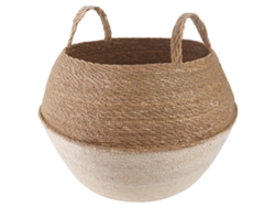 Maceta Vidaxl con asas, blanca, Ø 45 x 36 cm, 100 % hierba marina