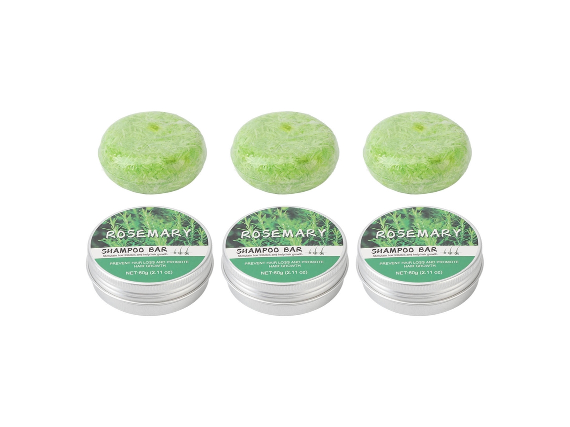 3pcs Jabón Shampoo De Romero Para Crecimiento Capilar Limpiador Profundo Y Nutritivo Barra Portátil