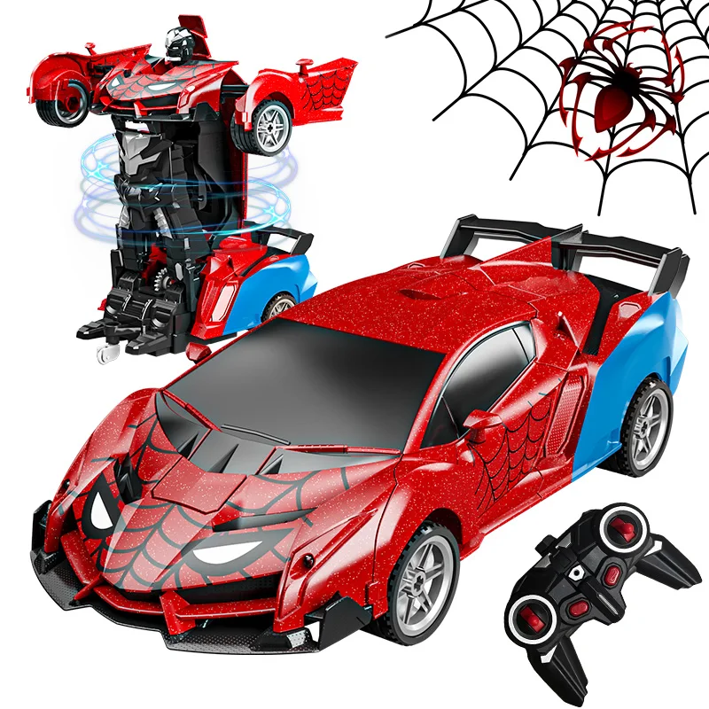 Coche teledirigido transformable de 118 pulgadas, robot de deformación con botón y rotación de 360°, juguete para niños Viewleaf