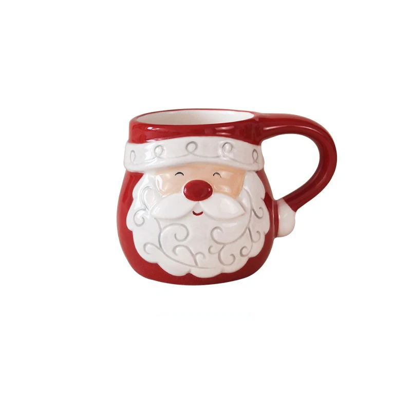 (estilo 2) Taza De Cerámica Navideña Creativa, Decorada Con Patrones De Papá Noel Y Renos.