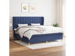 Cama Box Spring Con Colchón Tela Azul 200x200 Cm