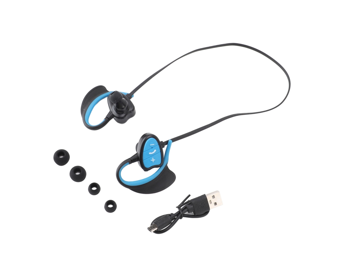 Auriculares Inalámbricos Bluetooth Resistentes Al Agua Ipx8 Para Nadar, Surfear Y Bucear Con Reducción De Ruido Azul.