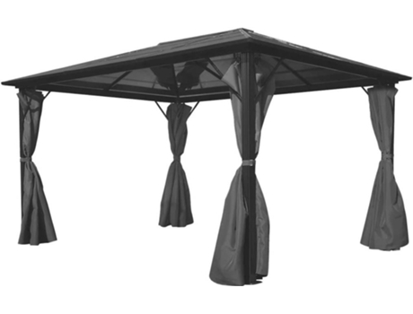vidaXL Cenador con cortina gris antracita aluminio 400x300 cm