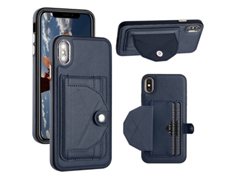 Funda Mobile Phone Cases Shockproof With Card para iPhone XS Max Piel Marrón