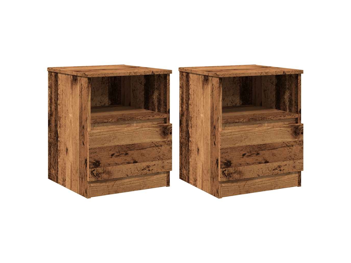 Maison Exclusive - Mesitas De Noche 2 Uds Madera Ingeniería Envejecida 40x40x50 Cm