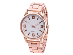 Elegante y casual reloj de cuarzo unisex (oro rosa)