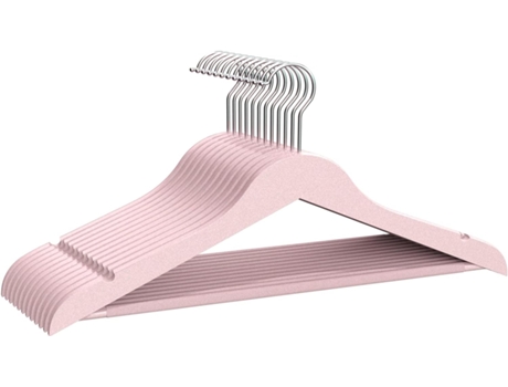 Percha de Resina Percha para Ropa Color Rosa Percha Resina Resistente con Muescas Antideslizantes 45cm Pack 12 Unidades COM-FORT HOUSE
