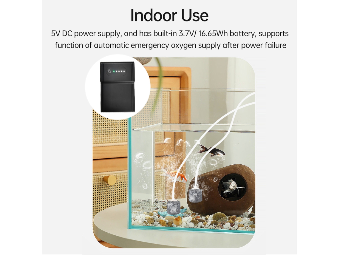 Bomba De Aire Solar De 5w/6v Para Acuario Con 2 Modos De Funcionamiento Y Piedras Difusoras De Burbujas.
