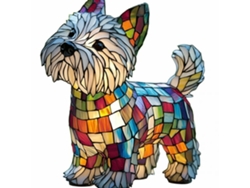 Lámpara de noche con forma de terrier blanco, hecha de resina pintada con la imagen de un perro. Siurn