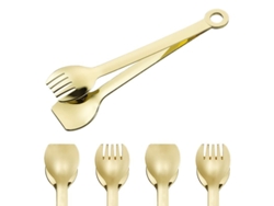 Conjunto de 4 garfos pequenos premium para servir aperitivos e refeições, 15 cm (6 polegadas), em aço inoxidável.