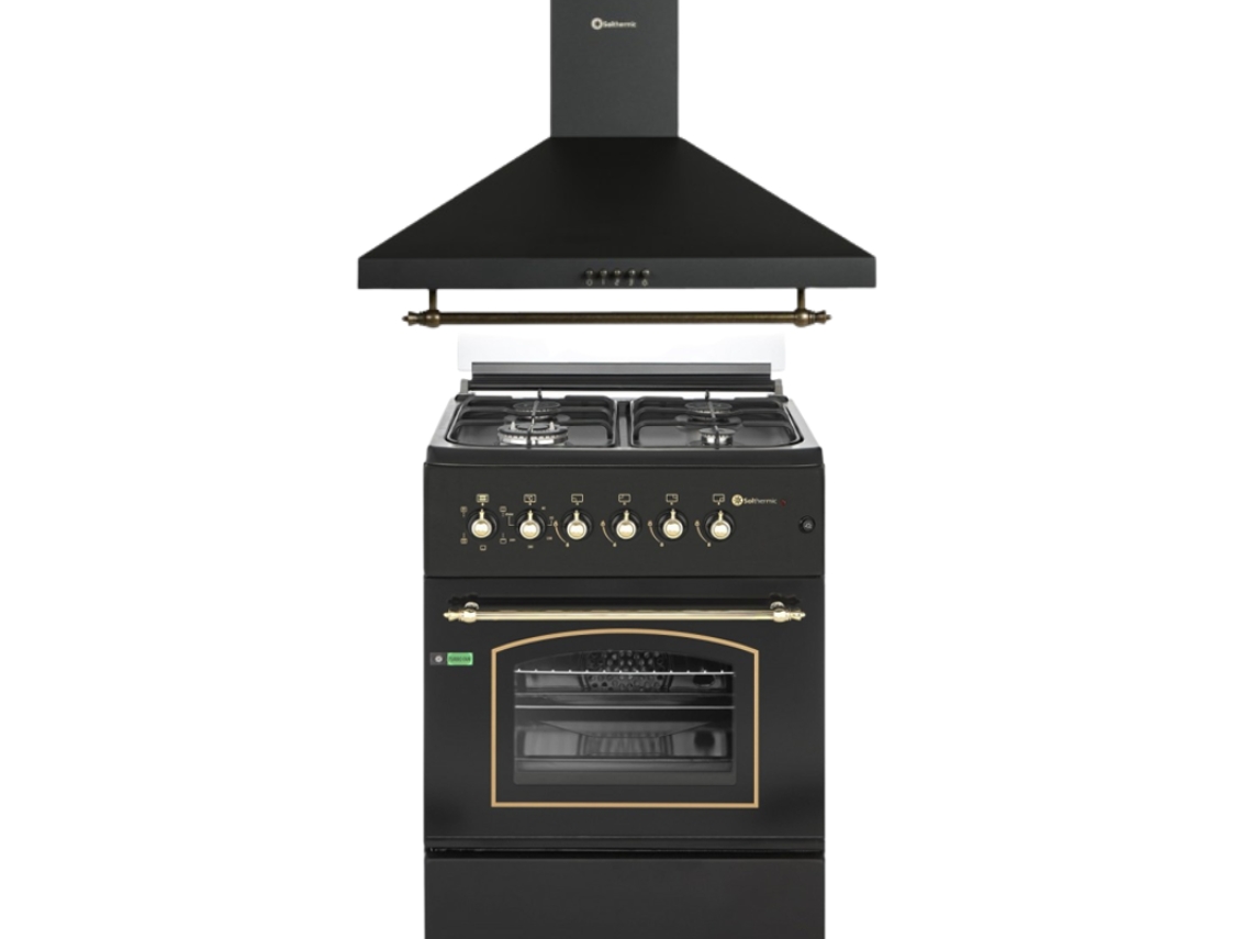 Estufa de gas Solthermic® Combo Pack F6s40e5rb con horno eléctrico y extractor de aire de 60