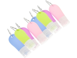 Frascos De Viagem Recarregáveis De Silicone De 60ml Com Gancho, Pacote Com 6 Unidades.