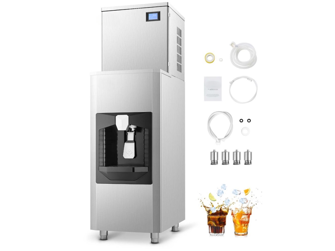 Máquina De Hielo Comercial Industrial 163 Kg/día Con Depósito Y Panel Digital Tekmaquinas