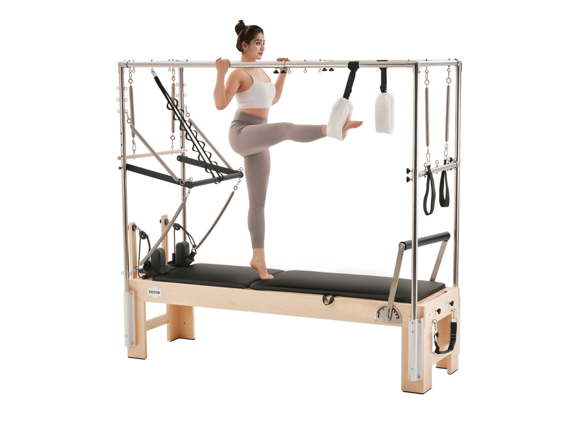 Máquina de Pilates Reformer de Madera, 240 x 86 x 213 cm, Vevor