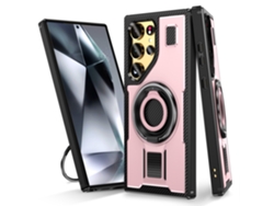 Capa Giratório para Samsung Galaxy S24 Ultra  Metal Anti-Choque Rosa