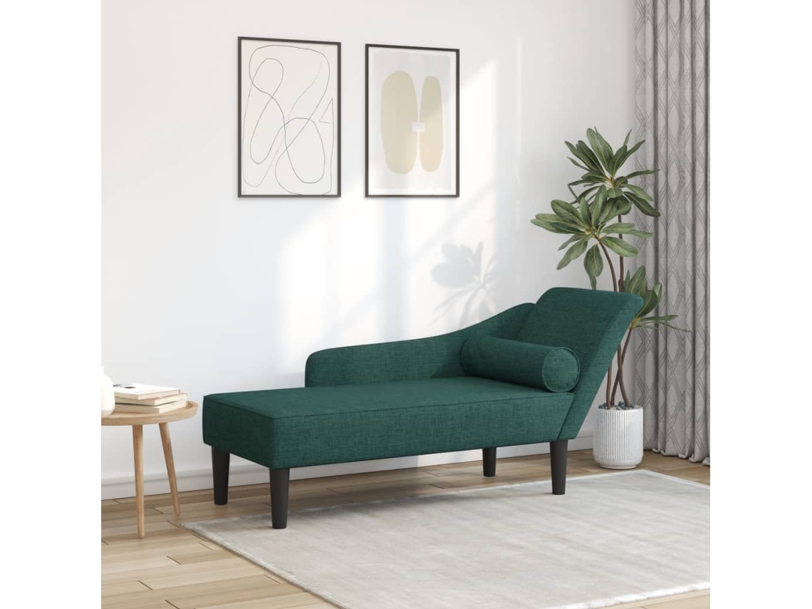 Sofá Diván Con Cojines Tela Verde Oscuro