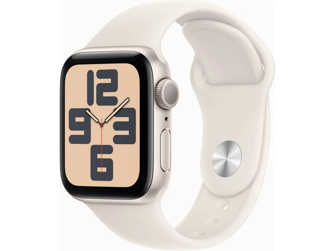 APPLE Watch SE 2024 GPS 40mm Aluminio Blanco Estrella con Correa Deportiva Blanco Estrella (Talla: S/M)