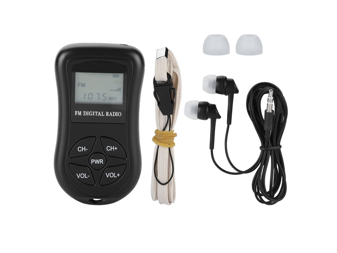 Mini Radio Digital Portátil Con Pantalla Lcd, Auriculares Y Cable De Transporte.