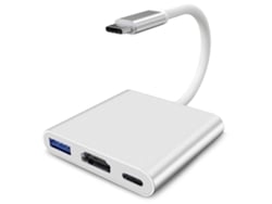 Adaptador Usb-c A Hdmi, Adaptador Hdmi A Usb-c Con Convertidor De Vídeo 4k, Puerto Usb 3.0 Y Puerto De Carga Usb-c, Color Blanco Saisiyiky