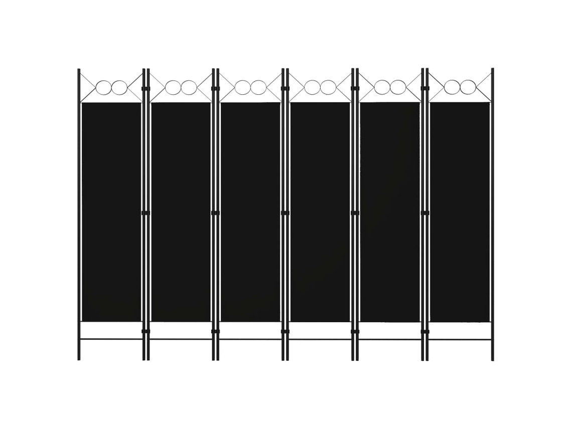 Biombo Divisor De 6 Paneles Negro 240x180 Cm