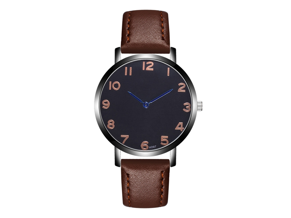Reloj De Pulsera Zhoulianfa Para Hombre, De Piel Sintética, Con Movimiento De Cuarzo Y Manecillas Azules (marrón Oscuro).