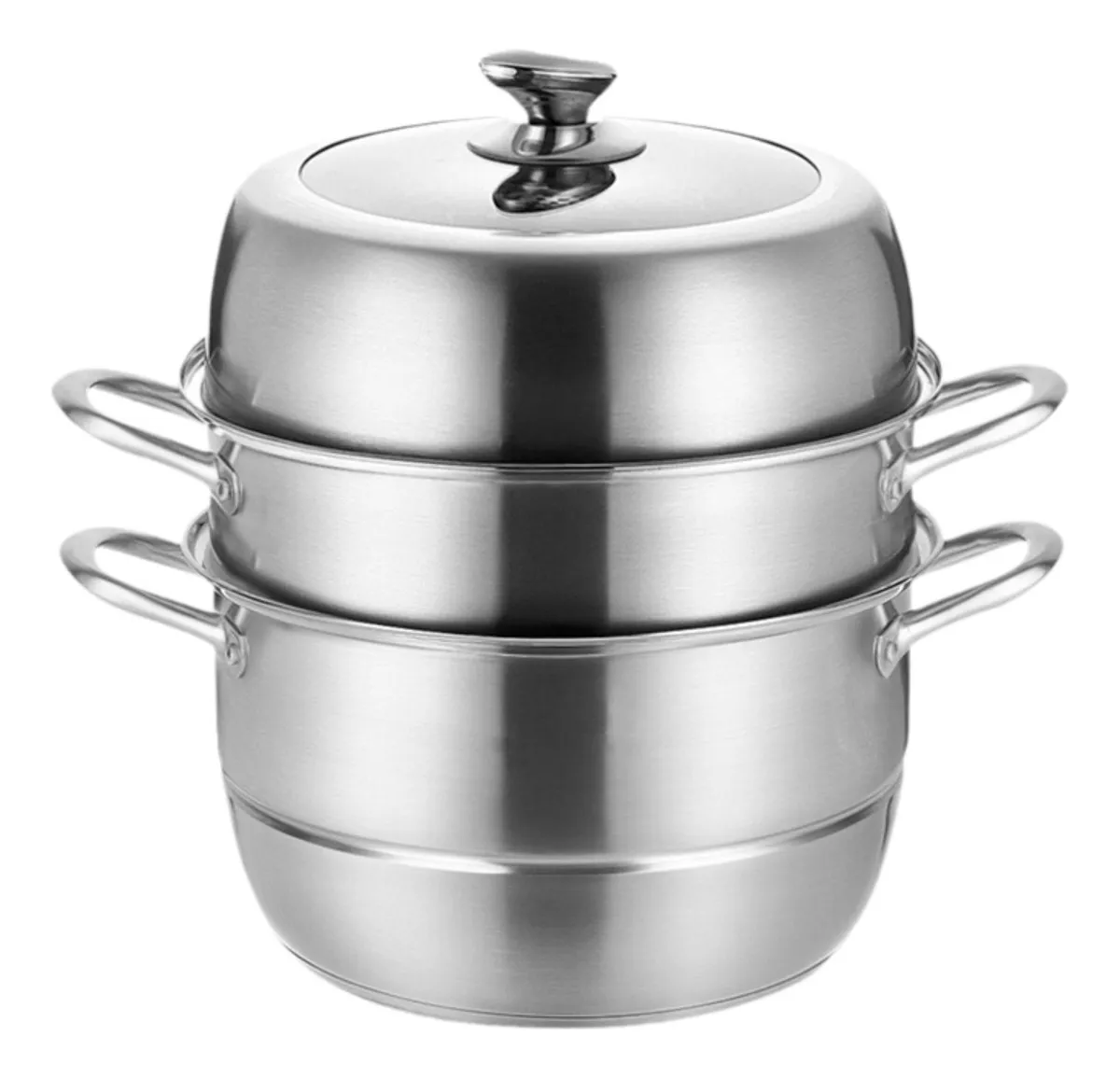 Olla de acero inoxidable con tapa para cocinar, 28 cm