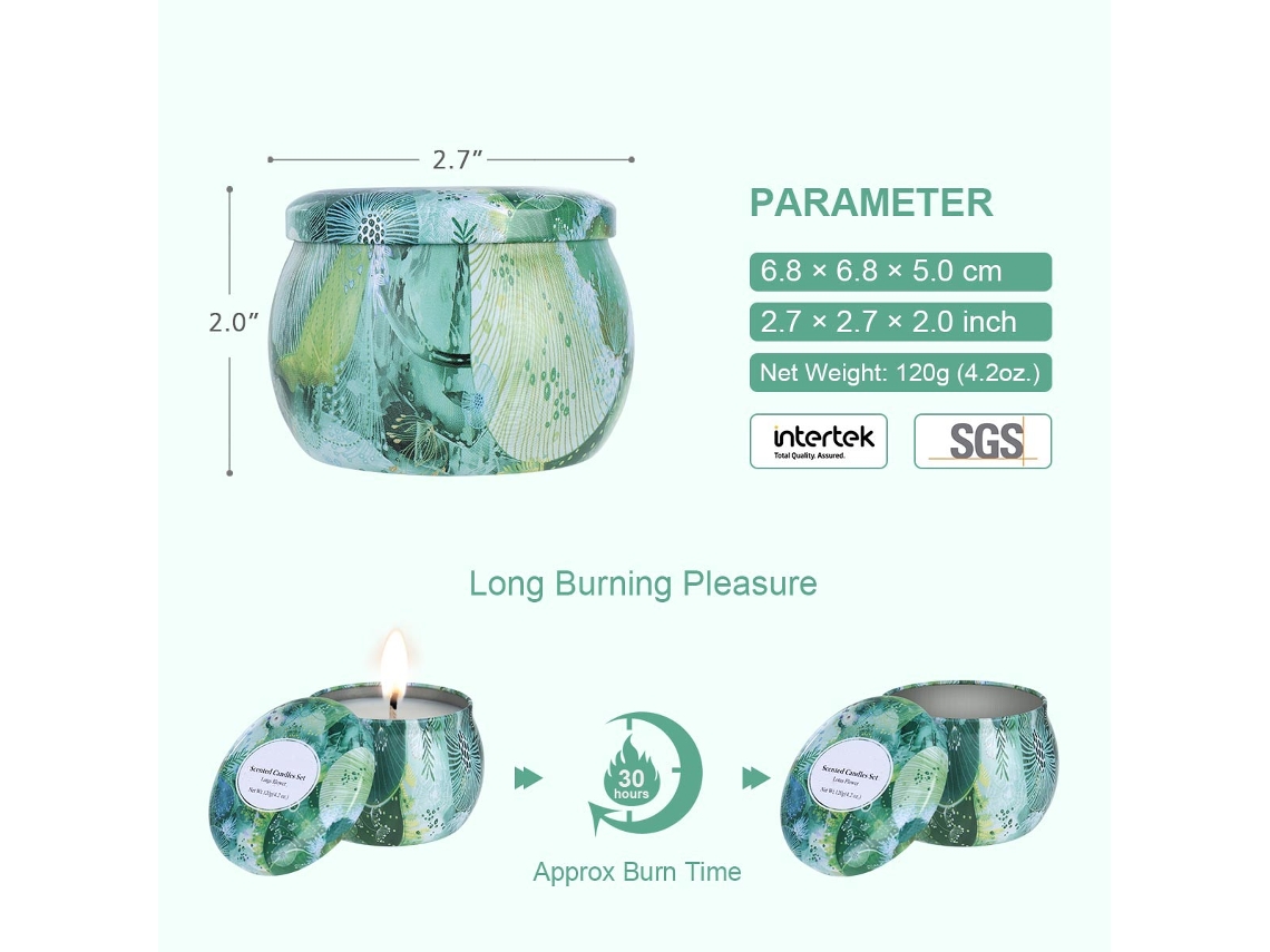 Velas aromáticas Tooarts, cera de soja natural, 4 unidades, 30 horas de duración.