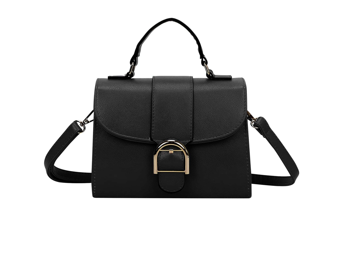 Bolso de mano para mujer con hebilla decorativa y correa de hombro extraíble, negro, GALLANTRY