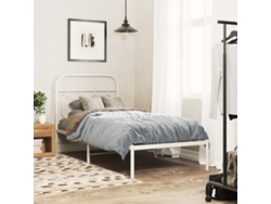 Estructura Cama Sin Colchón Con Cabecero Metal Blanco 90x190 Cm