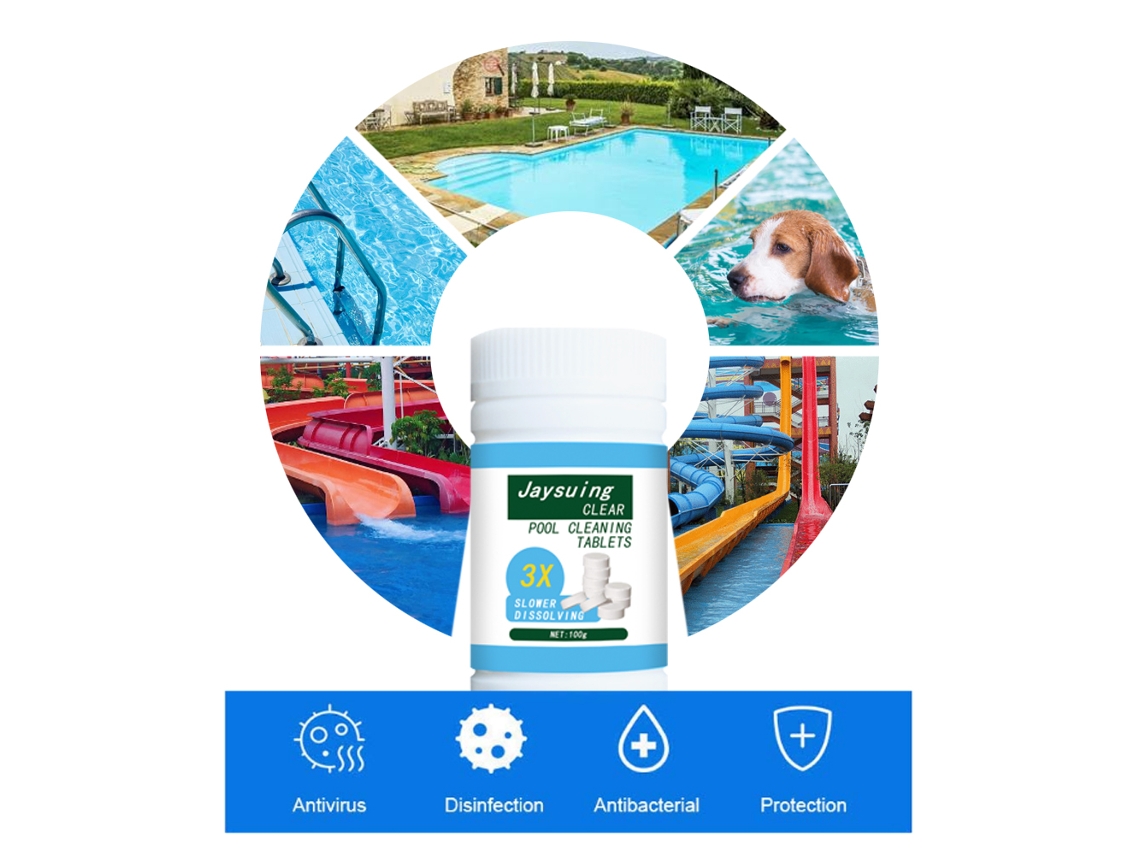 100g Comprimidos Efervescentes Para Limpeza E Desinfecção De Piscinas Acessório De Cuidado De Piscinas