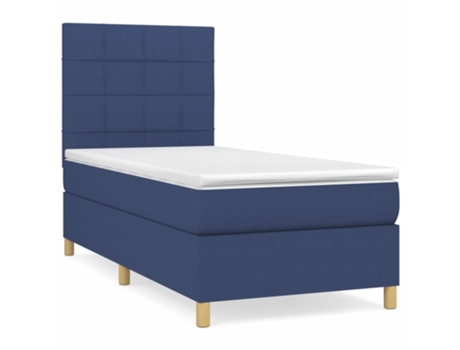 Cama con somier VIDAXL (Azul - Tela - 203 x 90 x 128 cm)
